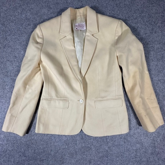 Pendleton Jackets & Blazers - Pendleton Wool Blazer Petite Cream Womens Vintage USA Made